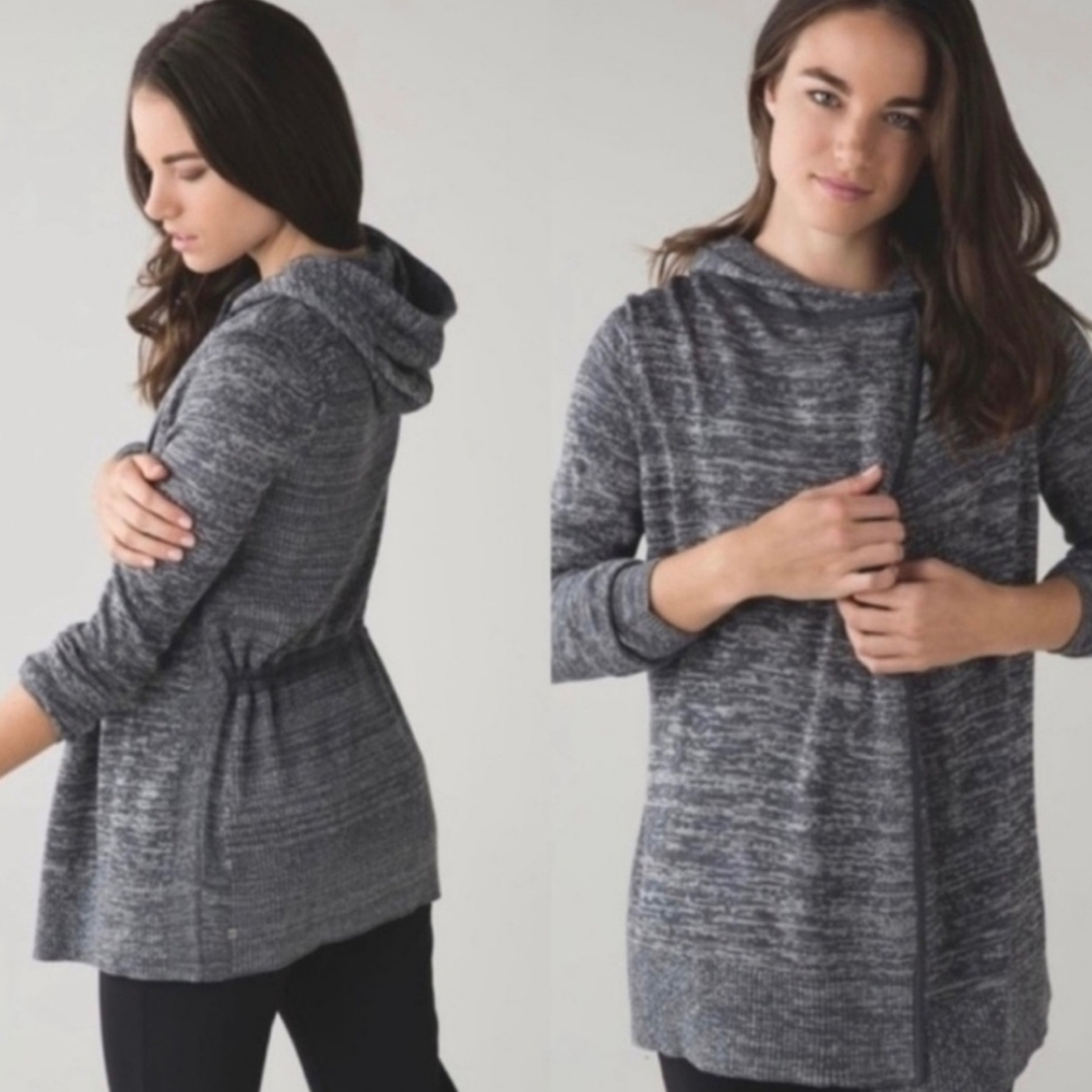 Lululemon Women's Grey Peace of Mind Hooded Cardigan Sweater Size 10/12?